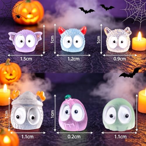 56 Pcs Halloween Luminous Mini Miniature Resin Ghost Figurines