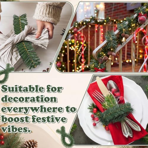 Norme 100 Pcs Christmas Canadian Pine Wired Stem Garland Tie, 2 x 20 Inch