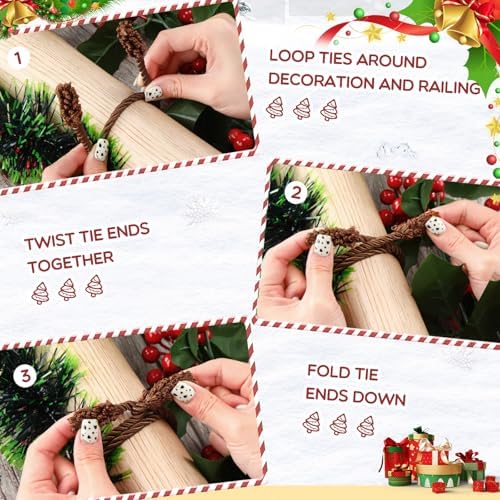 Zhengmy 8 Pcs Garland Ties 20 Inch for Banister,Brown