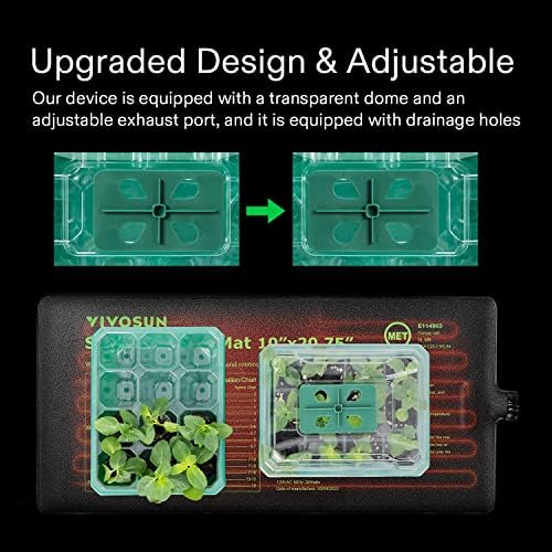 VIVOSUN 2 Pack Durable Waterproof Seedling Heat Mat Warm Hydroponic Heating Pad and 12-Pack Seed Starter Trays
