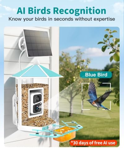 Onlyfly Smart Bird Feeder with 2K AI Camera Solar Powered for Backyard