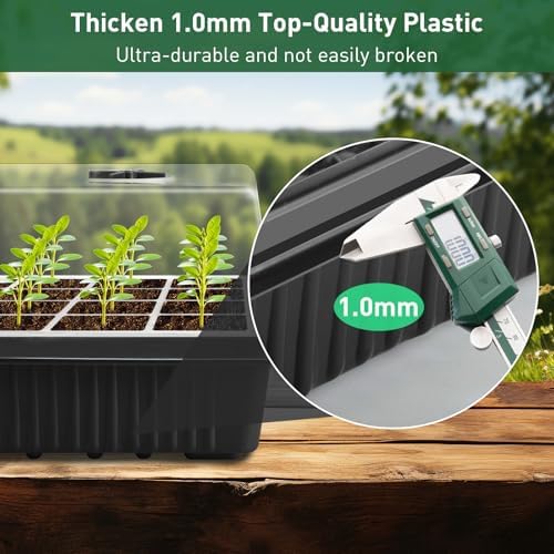 YAUNGEL XL Seed Starter Tray, 160 Cells, 4-Pack with Humidity Domes, Black