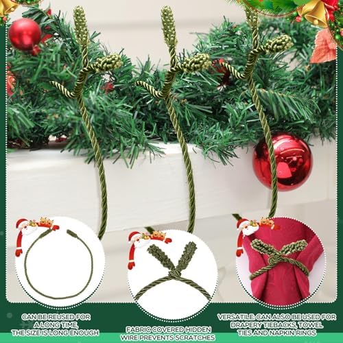 Zhengmy 16 Pcs 20 Inches Christmas Garland Ties Christmas Decorative Twist Ties for Banister Reusable and Flexible Twist for Xmas Home Decorations Holiday Craft Wrapping (Olive Green)