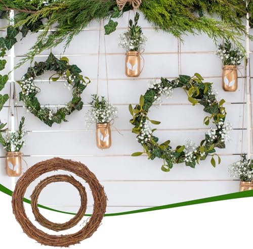 10 Pcs 12 Inch & 8 inch Natural Grapevine Wreath Set, Hand-Woven Vine Branch Wreaths for DIY Crafts, Home Decorations, Home & Event Styling(5 Pieces per Size)