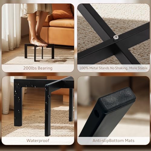 4 Pack Plant Stand Indoor Outdoor,Metal Mid-Century Pot Stand,Modern Plant Holder Rattan Flower Plant Stool,Low Short Plant Stands for Indoor Fit 5-12 Inch Pot,Black(Pot & Plant Not Included)