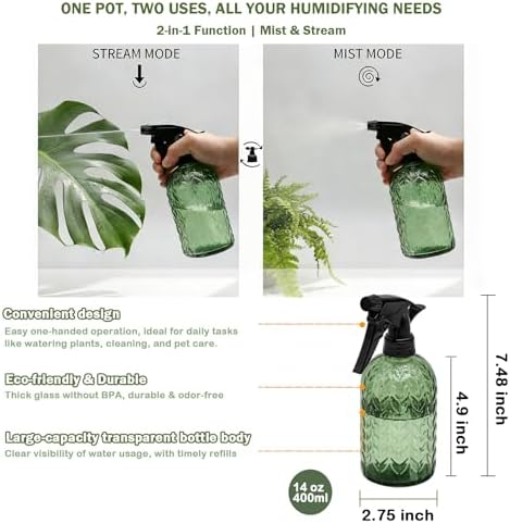 OFFIDIX Watering Can for Indoor Plants, Green Water Can Spray Bottle 2 Pack