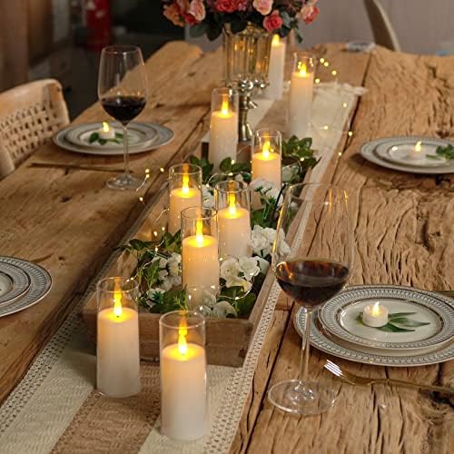 Homemory Pure White Acrylic Flameless Candles, LED Candles, Battery Operated Candles with Remote Control and Timer, Fake Electric Candle, Wedding, Home Decor, Set of 9