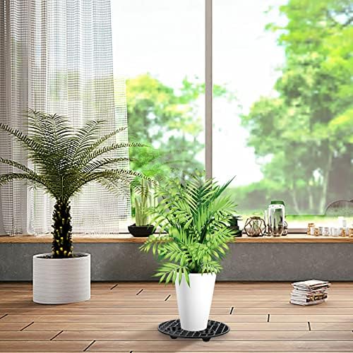 4 Pcs Plant Pot Elevator Heavy Duty Platic Stand Black Round Flower Holder