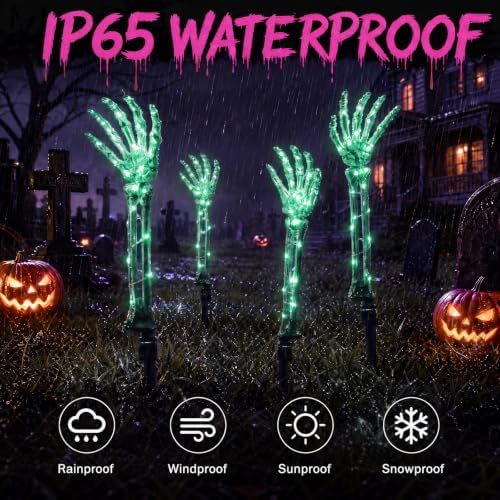 4-Pack Green 160LED Skeleton Arm Halloween Outdoor Decor