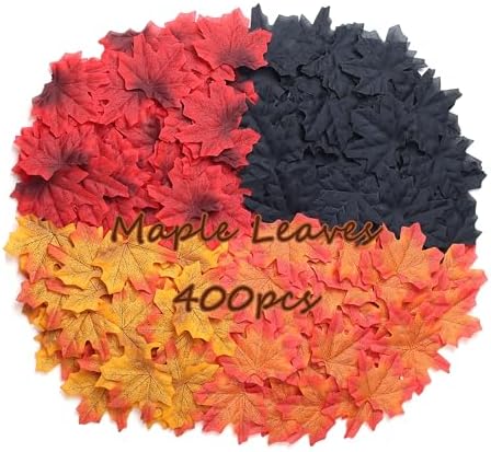 SITUMEIZI 400Pcs Fake Fall Leaves, Maple Leaf for Halloween Decor
