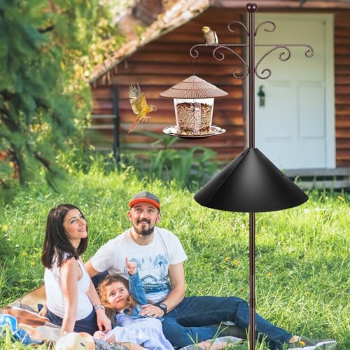 2 Pack 108 Inch Shepherd Hooks, Heavy Duty Bird Feeder Pole 7 Prong Base