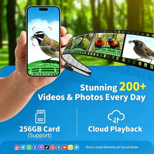 Bird Feeder with Camera, Upgraded Model, 4K UHD AI Bird Camera, Instant Arrival Alerts, Solar Powered, 5200mAh Rechargeable Battery, IP66 Waterproof Outdoor, Gift for Bird Lovers, Green