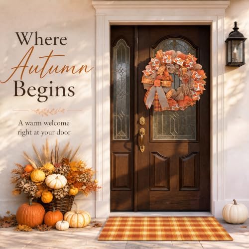 24 Inch Fall Wreaths for Front Door, Pumpkin Wreath