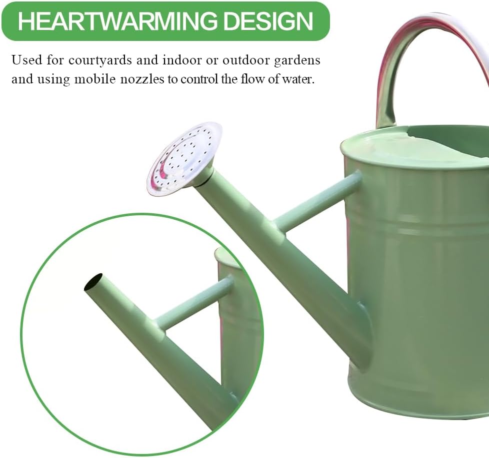 Metal Watering Can 1 Gallon for Outdoor Garden Plants, CGreen | Watering Cans Stainless Steel Handhold with Removable