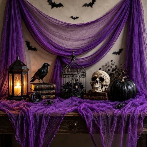 600 x 80 in Halloween Creepy Cloth for Yard and Outdoor Decorations, Purple