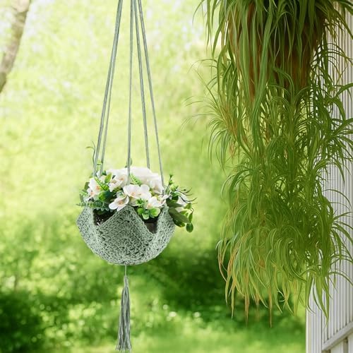 Shappy 1 Pack Boho Macrame Plant Hanger for Indoor