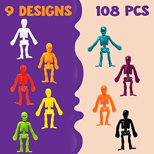 JOYIN 48 PCS Halloween Stretchy Skeletons, Halloween Sticky Hand Toys Bulk for Halloween Party Favor Goodie Bag Fillers, Kids Student School Classroom Carnival Game Prizes
