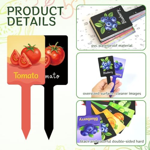 60PCS Plant Label Vegetable Herb Garden Marker, Color & Black Double-Sided