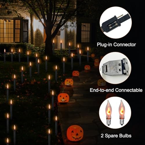 SUNSGNE 19.5FT Halloween Pathway Marker String Lights with 10 Count Lights