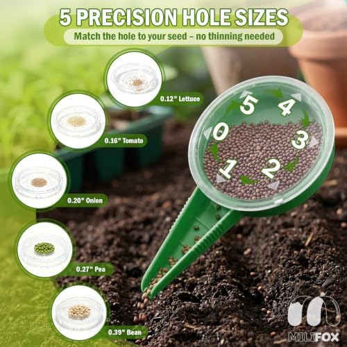 Seed Planter Tool, Seed Dibber, Seed Dispenser, Green, 4 Pcs