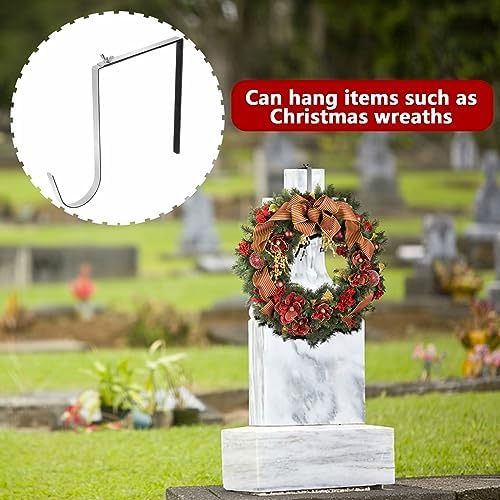 4 Pcs Christmas Headstone Wreath Hanger, Adjustable Headstone Wreath Holder