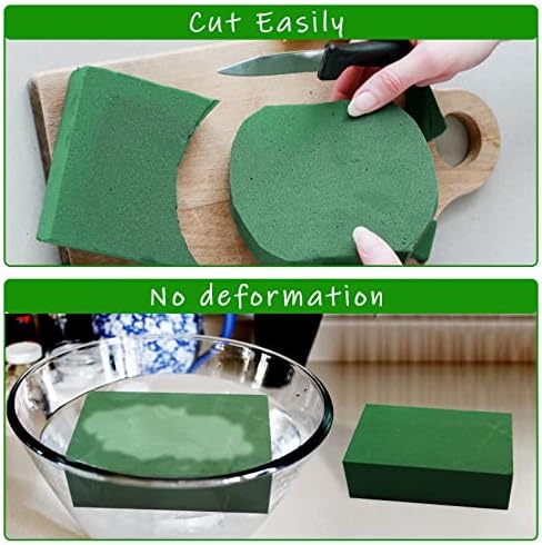 Prashent 3Pcs Floral Foam Blocks,Green Wet Dry Flower Foam Plant Foam for Fresh & Artificial Flower Arrangements DIY Craft 5.5”L x 3.1”W x 1.7”H
