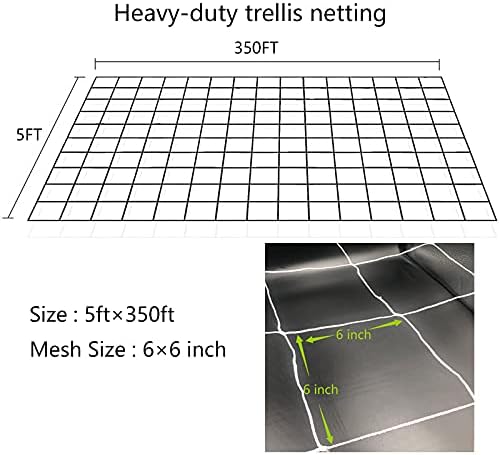 5x350ft Garden Trellis Netting - Heavy-Duty Polyester Outdoor Plant Support Netting for Climbing Plants, Vegetables and