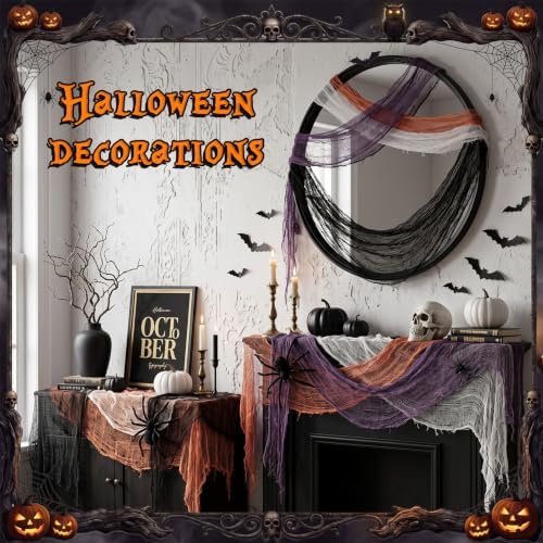 Moukeren 8 Pcs Halloween Creepy Cloth 30×72 in Spooky Gauze Decor, Assorted