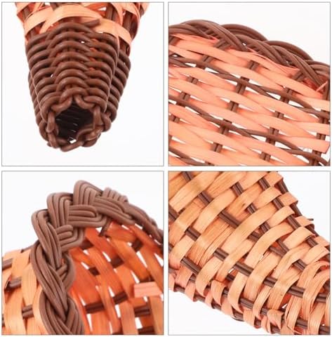 Amosfun Cornucopia Shaped Storage Basket Handwoven Food Holder for Fruits Snacks and Bread Rustic Decorative Centerpiece for Home and Restaurant Use
