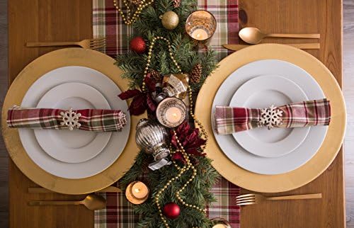 DII Give Thanks Plaid Fall Table Decor, Autumn & Thanksgiving Tabletop Linens, 14x108 Table Runner