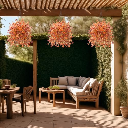 IINQCMY Artificial Flowers Fall Hanging Baskets Outdoors Fake Mums