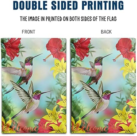 Hummingbird Garden Flags, Flower Garden Summer Yard Flags 12 X 18 Double Sided Polyester Welcome House Flag Banners For Decorative Garden Flags Summer