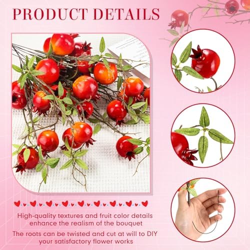 Thiccywoov 10 Pcs 21.65'' Artificial Pomegranate Branches Decor, Red