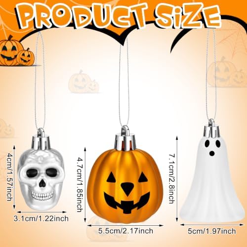 Chunful 24 Pcs Halloween Hanging Tree Ornaments, Ghost Skull Pumpkin