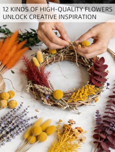 12 Kind Dried Flowers Set - Fall Decor Preserve Flowers Kit
