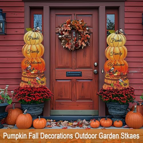 Fall Pumpkin Garden Stakes,Thanksgiving Decorations Outdoor for Yard Art