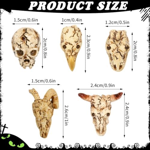 60Pcs Halloween Mini Resin Animal Skulls Heads Tiny Skeletons