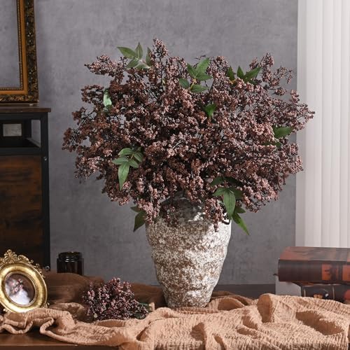 43In Faux Berry Stems, Artificial Nandina Branches Fall Decor, Dark Brown