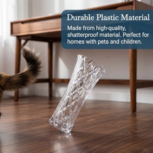 8" Clear Plastic Vase, Unbreakable Crystal Flower Vase