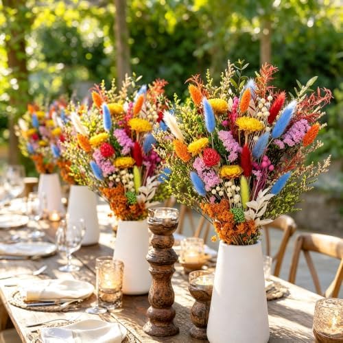 Umero Dried Flower Bouquet -17in Boho Vibrant Mixed Wildflowers for Vase