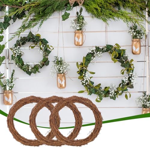 4 Pcs 12 Inch Natural Grapevine Wreath Set, Hand-Woven Vine Branch Wreaths for DIY Crafts, Christmas Decorations, Home & Event Styling