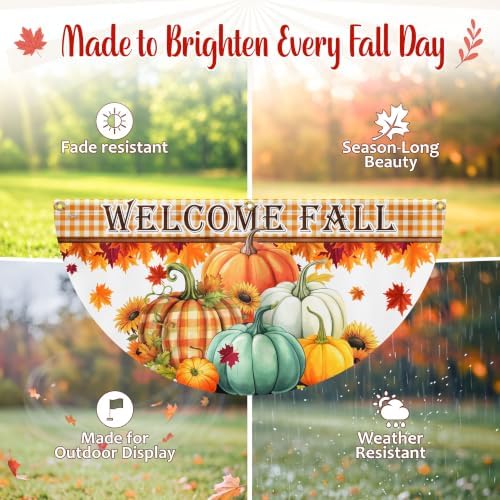 FLAGWIX Pumpkins Fall Bunting Fan Flag, 1.5 x 3 ft, 1 Pack