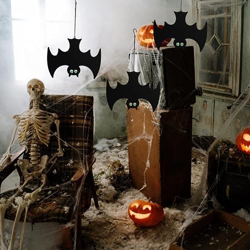 Bats Hanging Halloween Decorations with Glowing Eyes Spooky Stylish Décor
