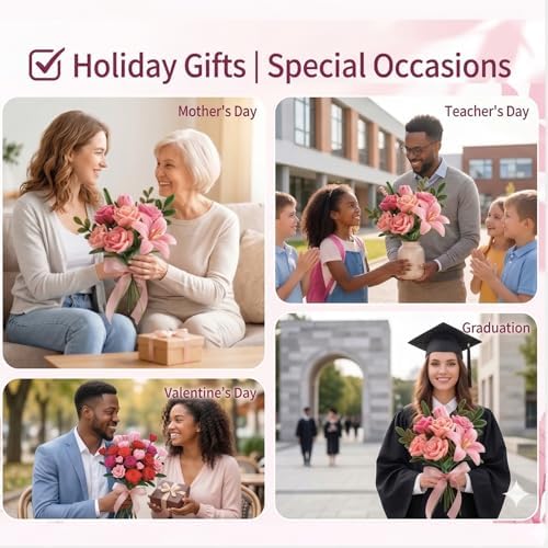 Eywwuu 540 Pcs Pipe Cleaner Flower Kit, DIY Flower Bouquet Making Kit with 5 Pastel Chenille Stem Colors, 30 Floral Stems, Tape, Stamen, Glue Sticks, Pliers and Brush for Rose Tulip Lily Crafts