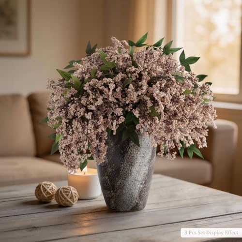 1 Pcs Artificial Berry Stem 36" Realistic Flowers Picks Branches Faux Stem Spray DIY for Holiday Seasonal Farmhouse Mantel DIY Home Decorations (Peachy Pink)