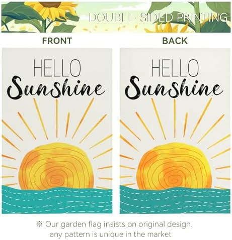 Summer Hello Sunshine Garden Flags 12x18 Double Sided Small Yard Flag for Outside Decorations Outdoor Lawn Flags