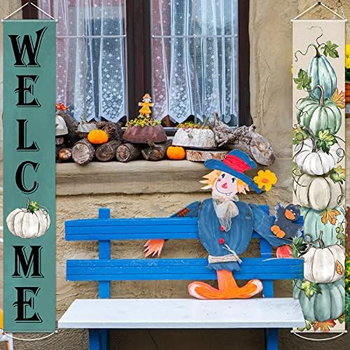 Tiamon Fall Door Banners Welcome Pumpkin Autumn Porch Sign