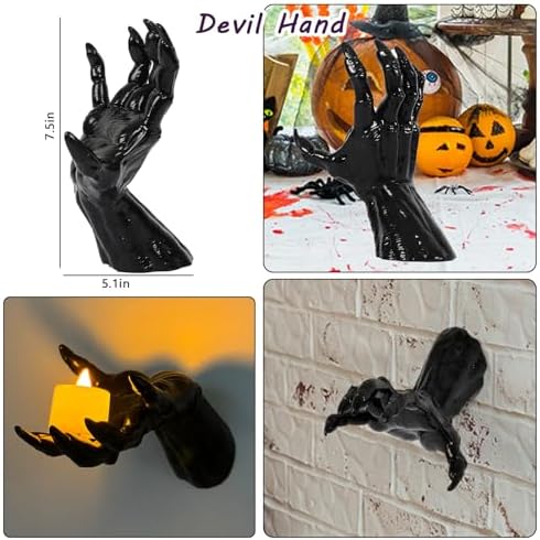 Halloween Decorations Indoor Outdoor 3 Pack Wall Mount Creepy Hands&Candles