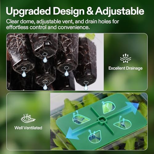 VIVOSUN 12-Pack Seed Starter Trays, 144-Cell Starter Kit with Humidity Dome