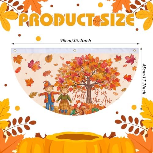 6 Pcs Hello Fall Bunting for Outside Decor Pumpkin Scarecrow Half Banner